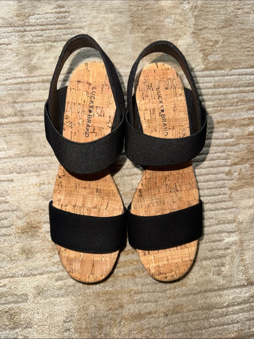 Black Cork Wedge Sandals Lucky Brand